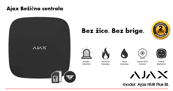 AJAX Bežična alarmna centrala HUB PLUS Crna