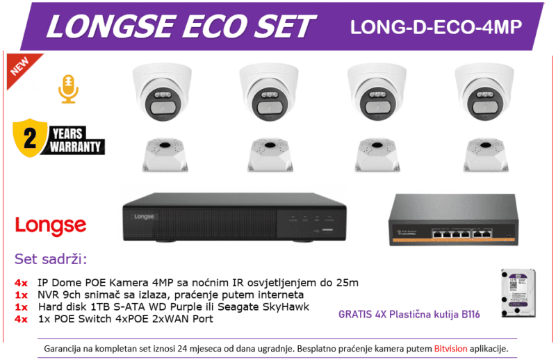 Longse ECO Set IPX4X-4MP-1TB-D