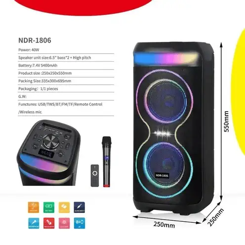Zvucnik NDR-1806 karaoke s wireless mikrofonom
