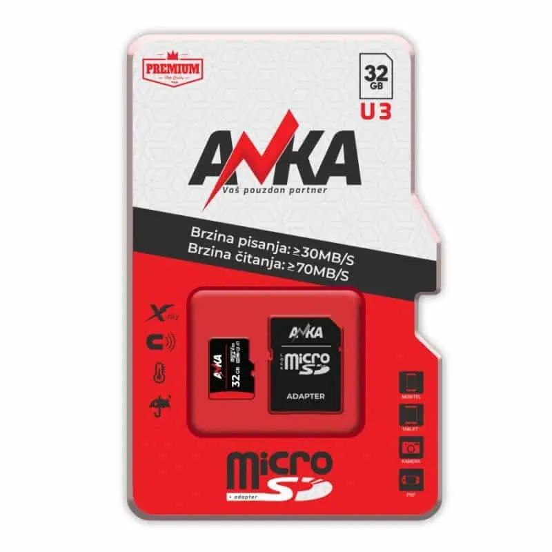 MICRO SD KARTICA 32GB U3 WS30MB/S RS70MB/S ANKA