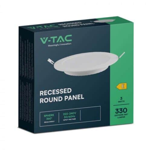 Led Panel Ugradni Krug 3W 6500K V-tac