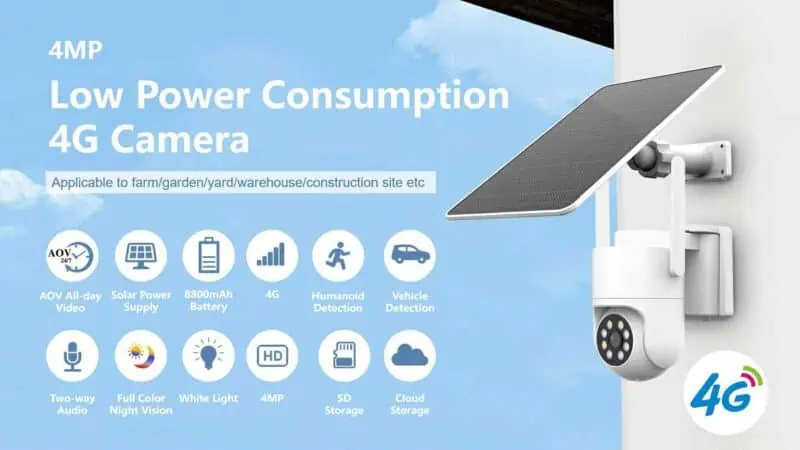 Wi-Fi PTZ kamera 360 stepeni sa solarnim napajanjem i baterijom 4G