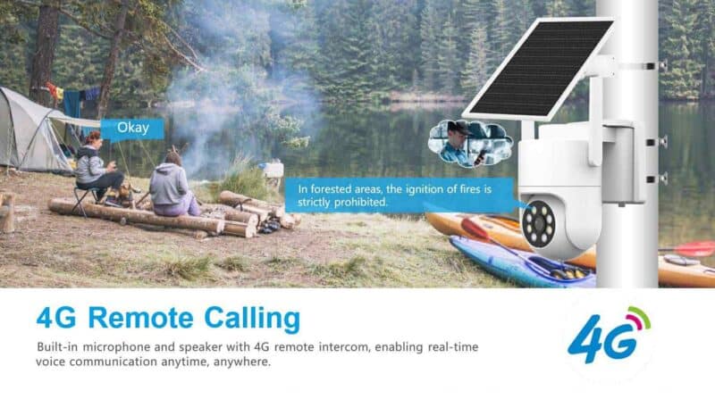 Wi-Fi PTZ kamera 360 stepeni sa solarnim napajanjem i baterijom 4G