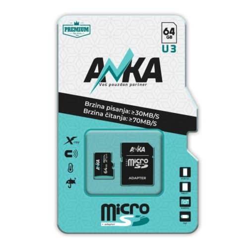 MICRO SD KARTICA 64GB U3 WS30MB/S RS70MB/S ANKA
