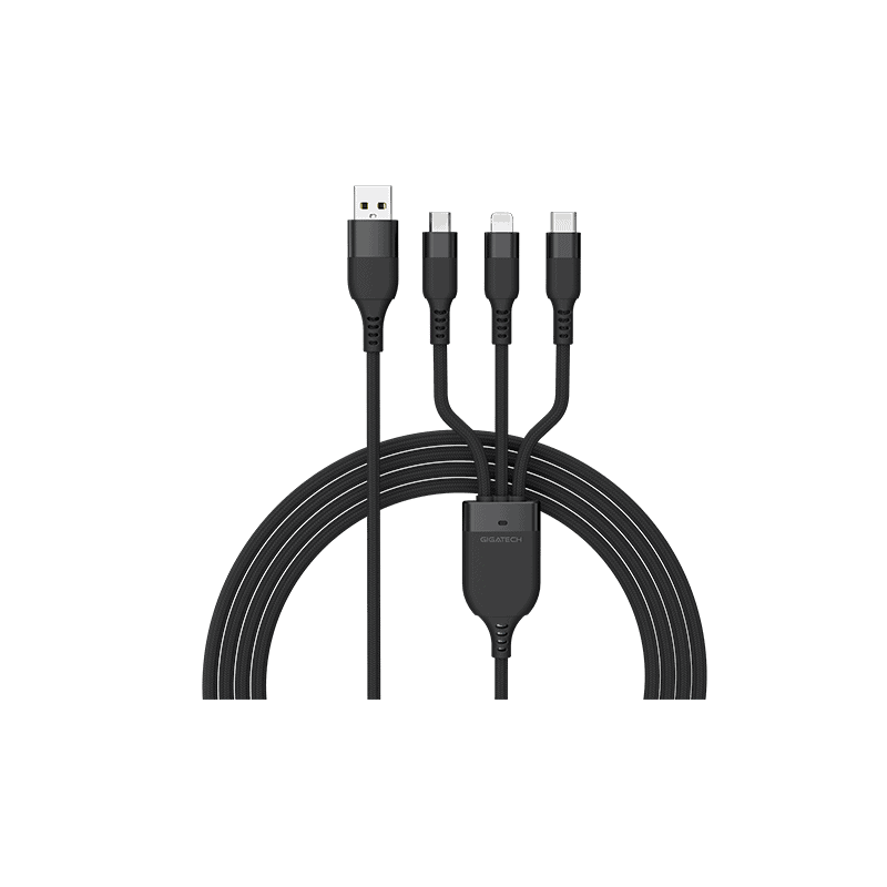 GIGATECH USB i C na mikro, C i lightning kabel Gigatech C55 6 u 1, 1,2m, crni