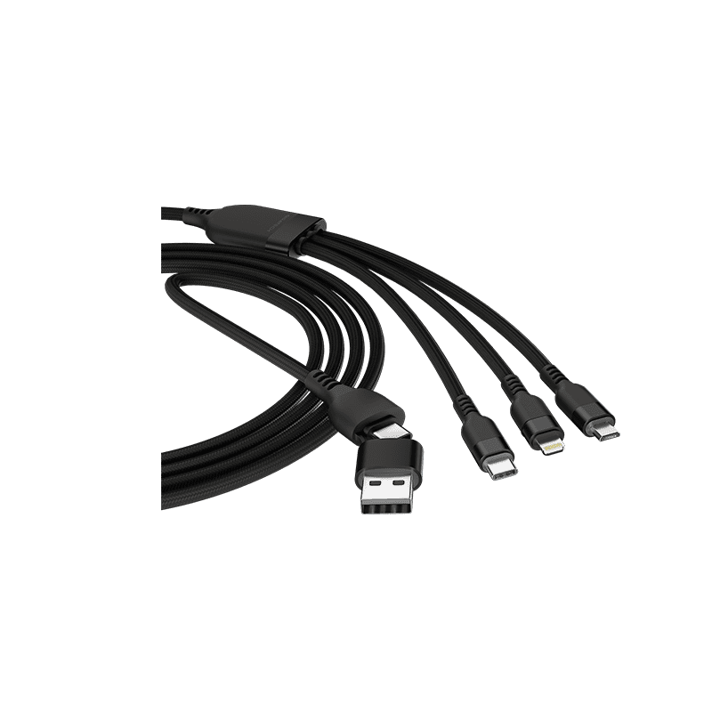 GIGATECH USB i C na mikro, C i lightning kabel Gigatech C55 6 u 1, 1,2m, crni