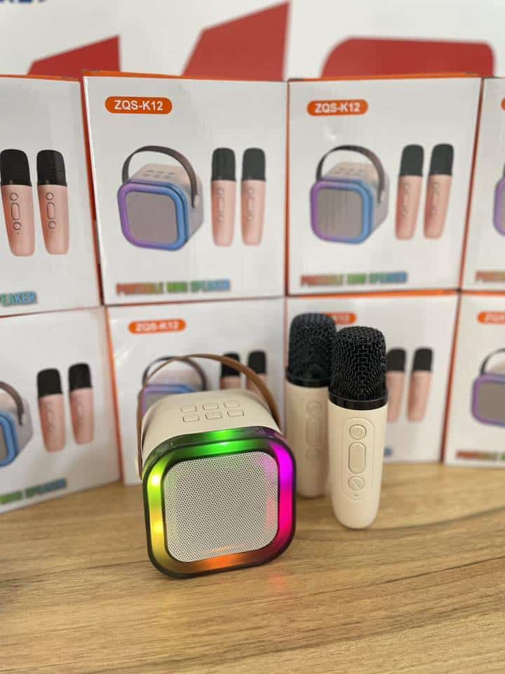 Zvučnik Bluetooth ZQS-K12 Karaoke sa 2 Mikrofona Beige