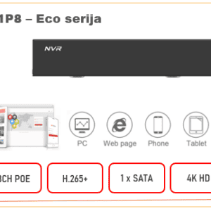 NVR POE Longse snimač 8ch 4K H.265 Eko serija