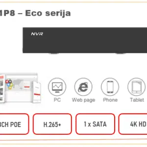 NVR3109S1P8 NVR POE Longse snimač 8ch 4K H.265 Eko serija
