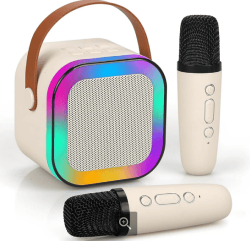 Zvučnik Bluetooth ZQS-K12 Karaoke sa 2 Mikrofona Beige