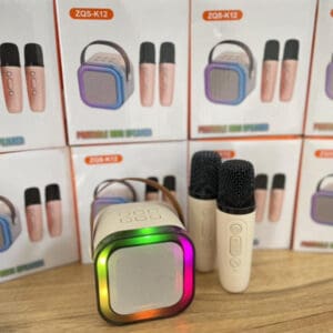 Zvučnik Bluetooth ZQS-K12 Karaoke sa 2 Mikrofona Beige