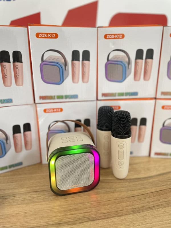 Zvučnik Bluetooth ZQS-K12 Karaoke sa 2 Mikrofona Beige