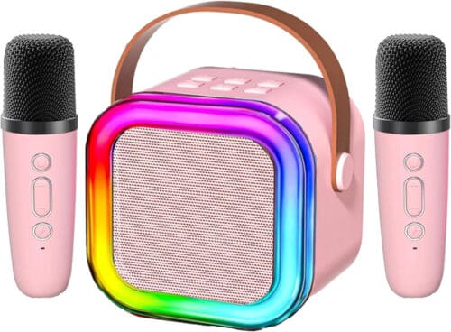 Zvučnik Bluetooth ZQS-K12 Karaoke sa 2 Mikrofona PINK