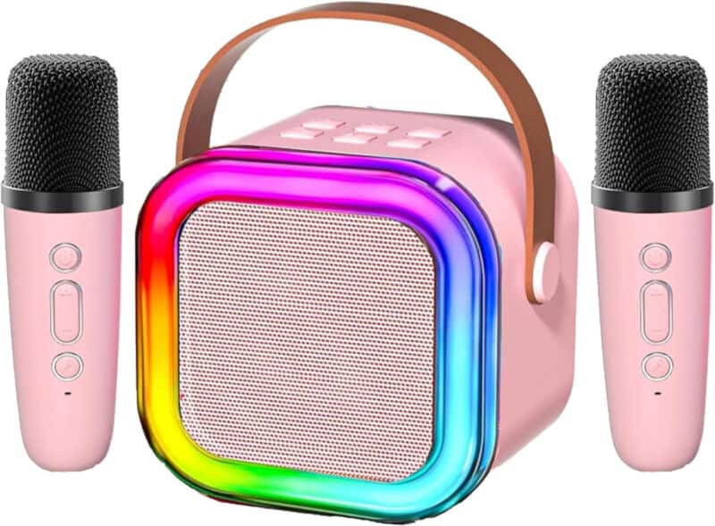 Zvučnik Bluetooth ZQS-K12 Karaoke sa 2 Mikrofona PINK