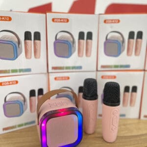 Zvučnik Bluetooth ZQS-K12 Karaoke sa 2 Mikrofona PINK