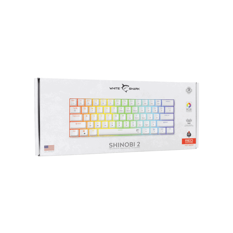 White Shark TASTATURA SHINOBI 2 Bijela - Mehanicka / US - RED SW.