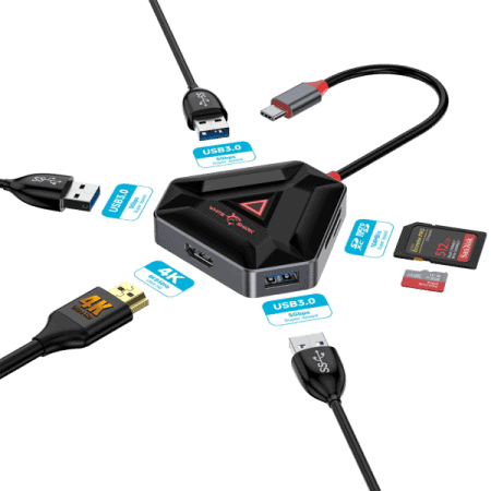 White Shark USB-C HUB HEXAGON 6 u 1