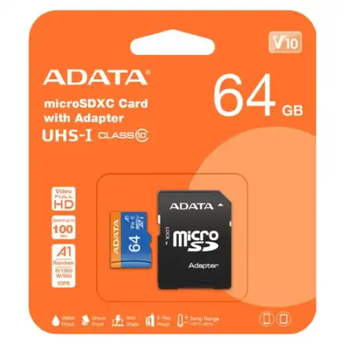 AUSDX64GUICL10A1RA1_55-550x550.jpg MICRO SDXC ADATA 64GB class 10 UHS-I