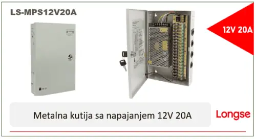 LS-MPS12V20A-1 METALNA KUTIJA SA NAPAJANJEM 12V 20A 18CH LS-MPS12V20A