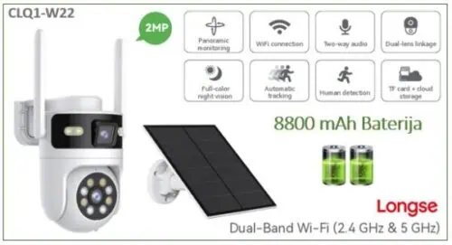 CLQ1-W22-600x325 Solarna Wi-Fi DUAL IP Kamera 2MP 8800 mAh Automatic Tracking