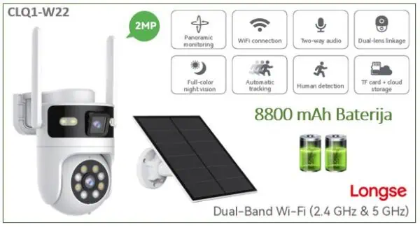 CLQ1-W22-600x325 Solarna Wi-Fi DUAL IP Kamera 2MP 8800 mAh Automatic Tracking