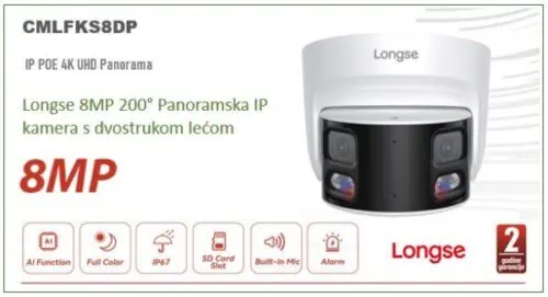 CMLFKS8DP-600x325 Longse 8MP 200° Panoramska IP kamera s dvostrukom lećom