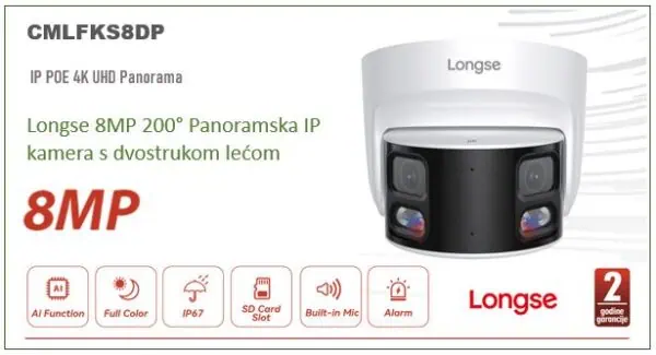 CMLFKS8DP-600x325 Longse 8MP 200° Panoramska IP kamera s dvostrukom lećom