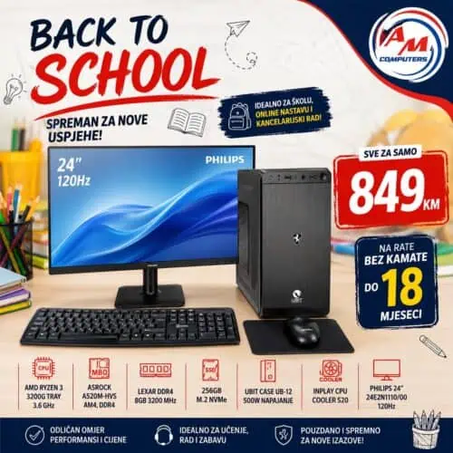 KOMPLET RAČUNAR, MONITOR, MIŠ, TASTATURA, PODLOGA